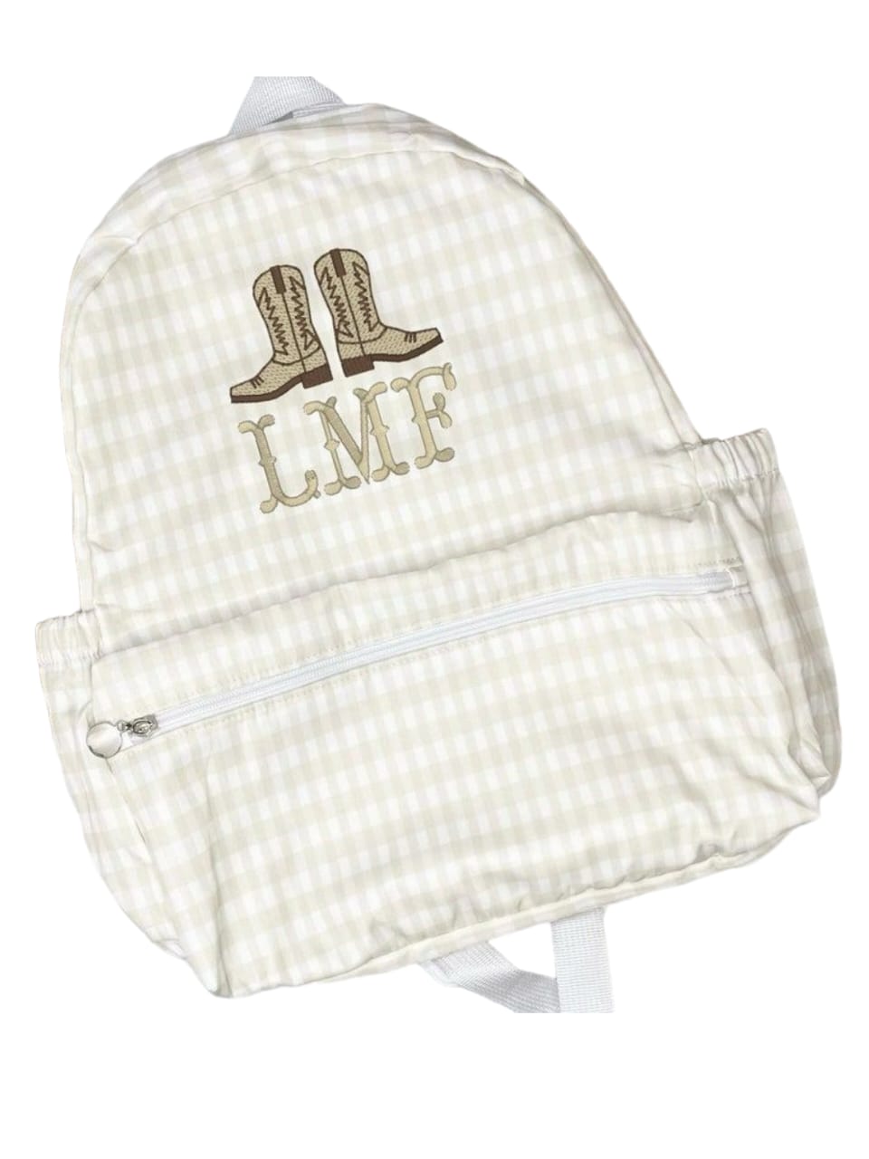 Custom Embroidered Check-Pattern Backpack