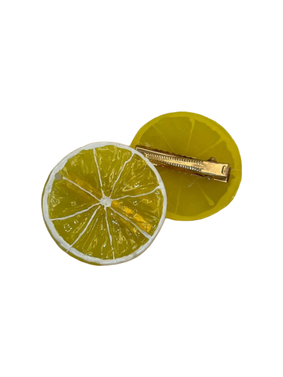 Yellow Slice Of Lemon Clips - Set Of Two