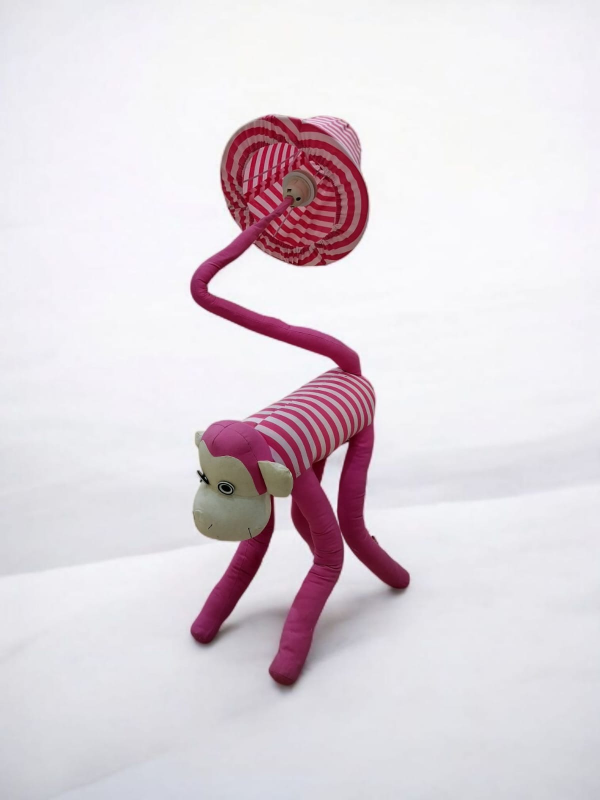 Playful Pink Monkey Floor Lamp with Spiral Neck