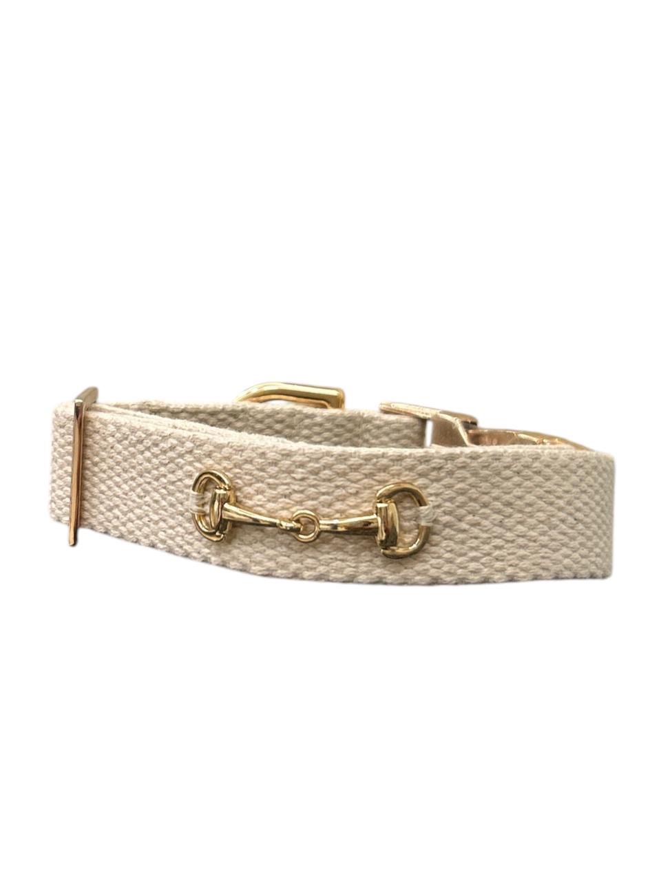 Classic Organic Pet Collar with Gold Equestrian Bit Detail